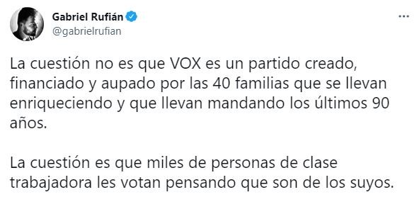 TUIT gabriel rufian financiacion vox