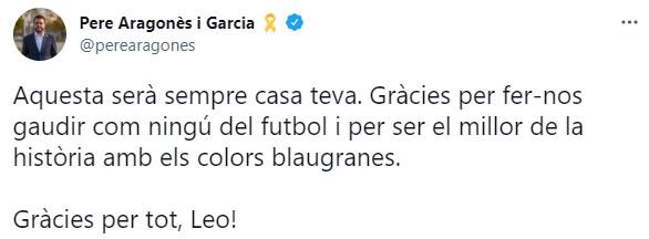 TUIT pere aragones leo messi