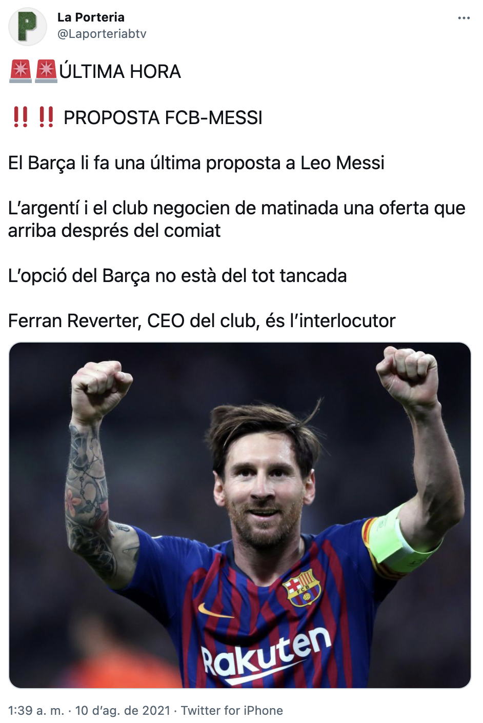 Leo Messi oferta Barca Beteve TUIT