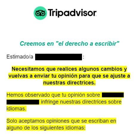 Tripadvisor captura pantalla comentarios catalan censura