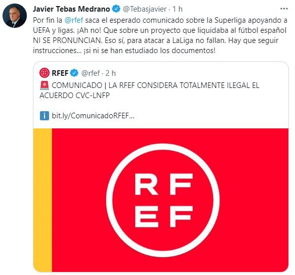 Javier Tebas RFEF CVC TUIT