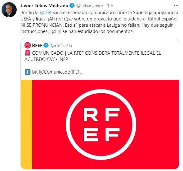 Javier Tebas RFEF CVC TUIT