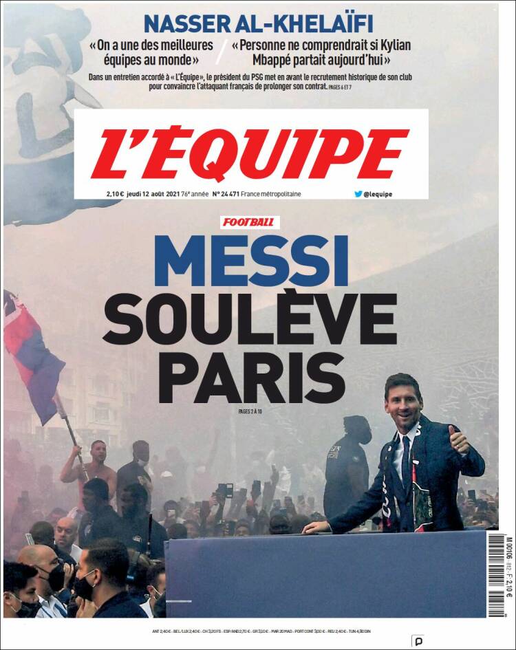 LEquipe Portada 12 08 2021