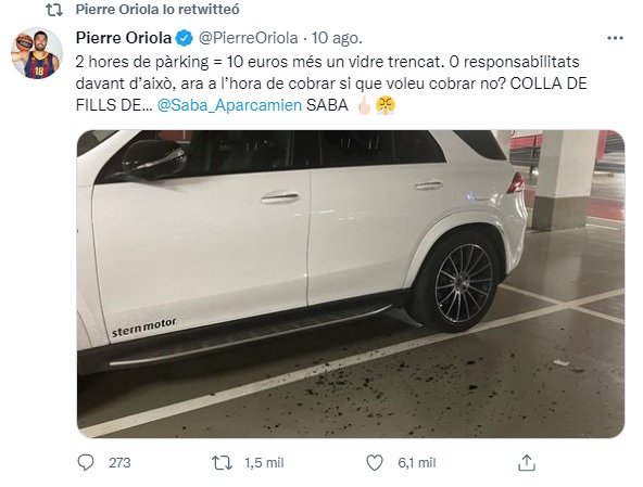 pierre oriola tuit coche roto