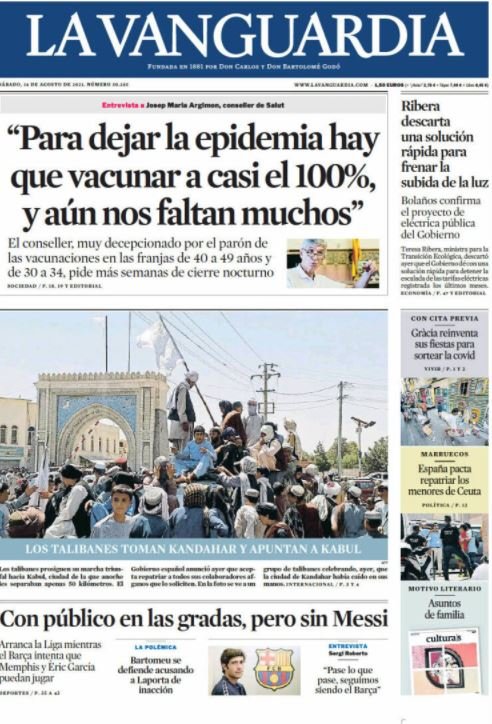 portada la vanguardia 14 08 portada la vanguardia 14 08