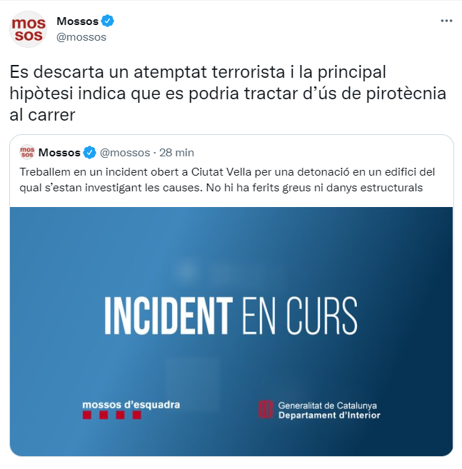 mossos tuit atentado