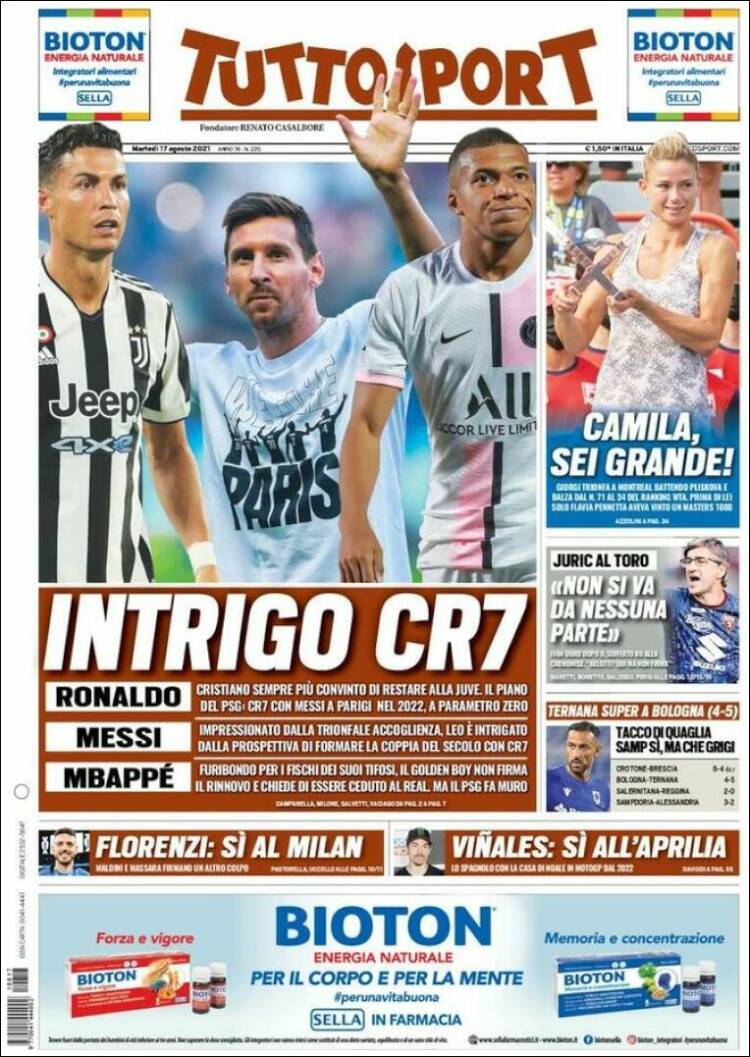 Tuttosport Portada 17 08 2021