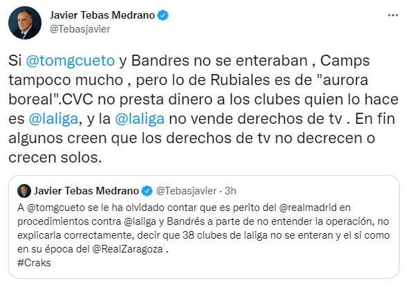 TEBAS RESPUESTA RUBIALES CVC @Tebasjavier