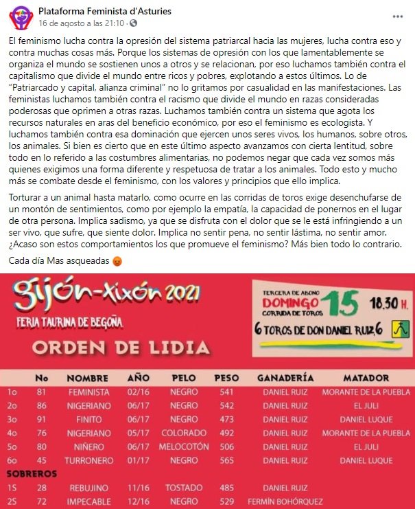 plataforma feminista asturias toros