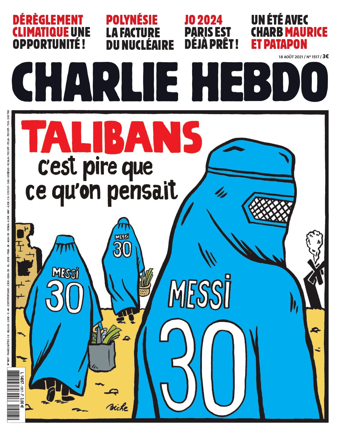 portada charlie hebdo talibanas messi burka @Charlie Hebdo 