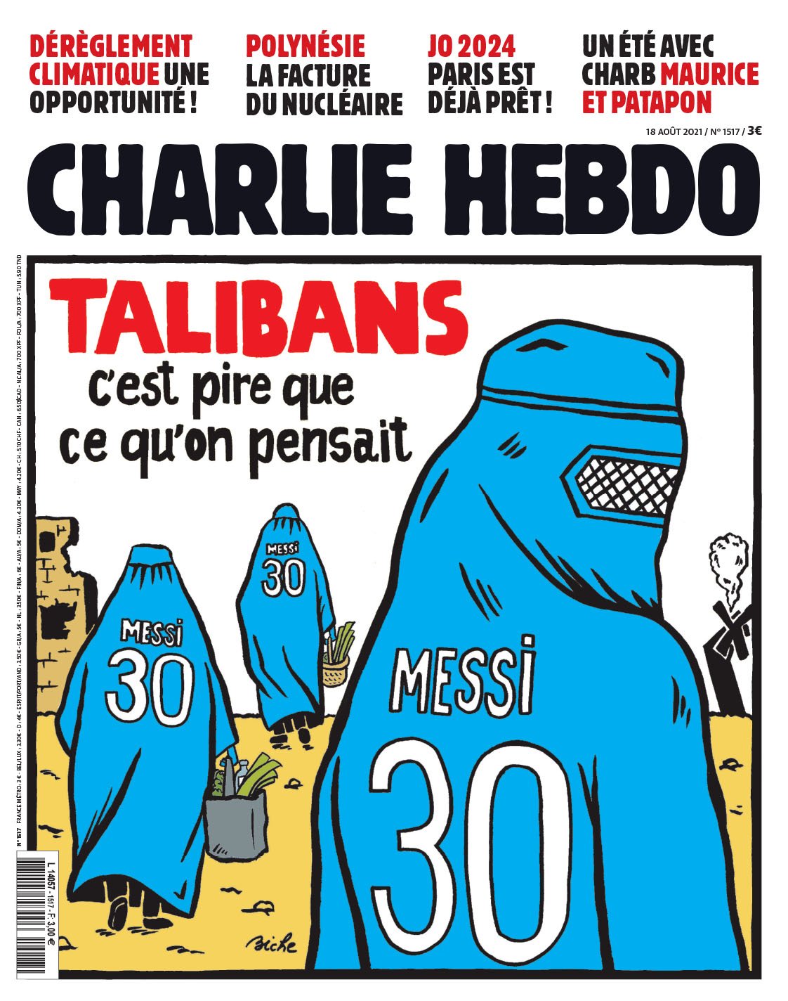 portada charlie hebdo talibanes messi burka @Charlie Hebdo 