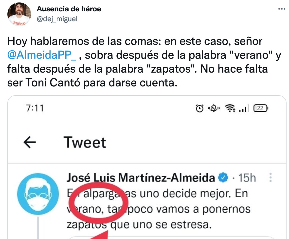 tuit Almeida alpargatas Pedro Sánchez