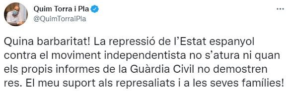 TUIT Quim Torra CDR terrorismo