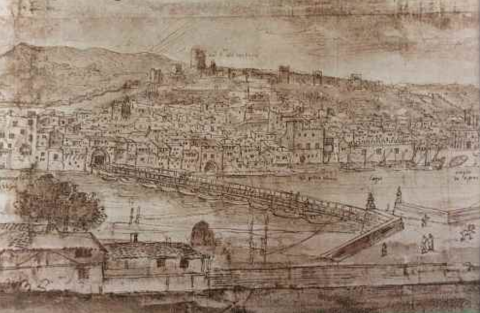 Gravat de Tortosa (1563) obra de Van der Wyngaerde. Font Ajuntament de Tortosa