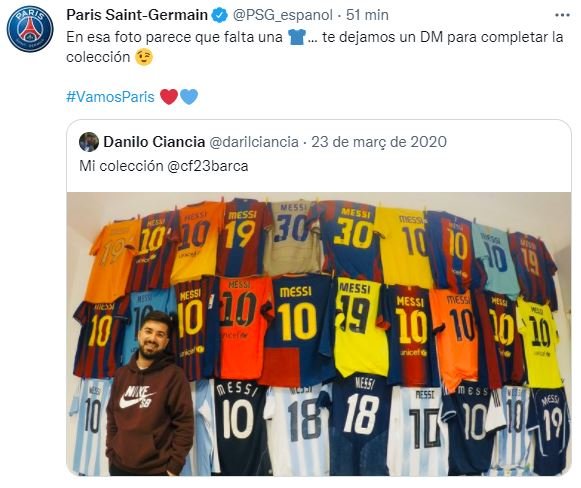 PSG camiseta Barca Messi TUIT