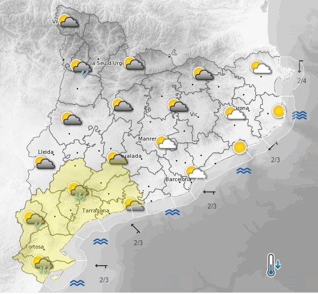 mapa predicción meteorológica 25 agosto
