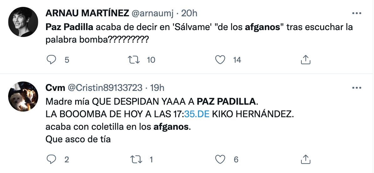 Paz Padilla críticas bomba afganos twitter