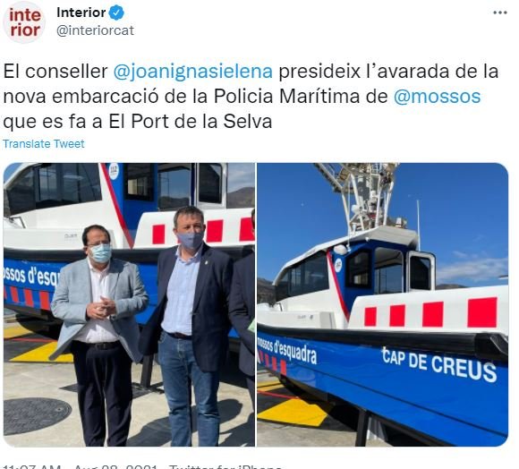 @interiorcat tuit presentacion embarcacion mossos