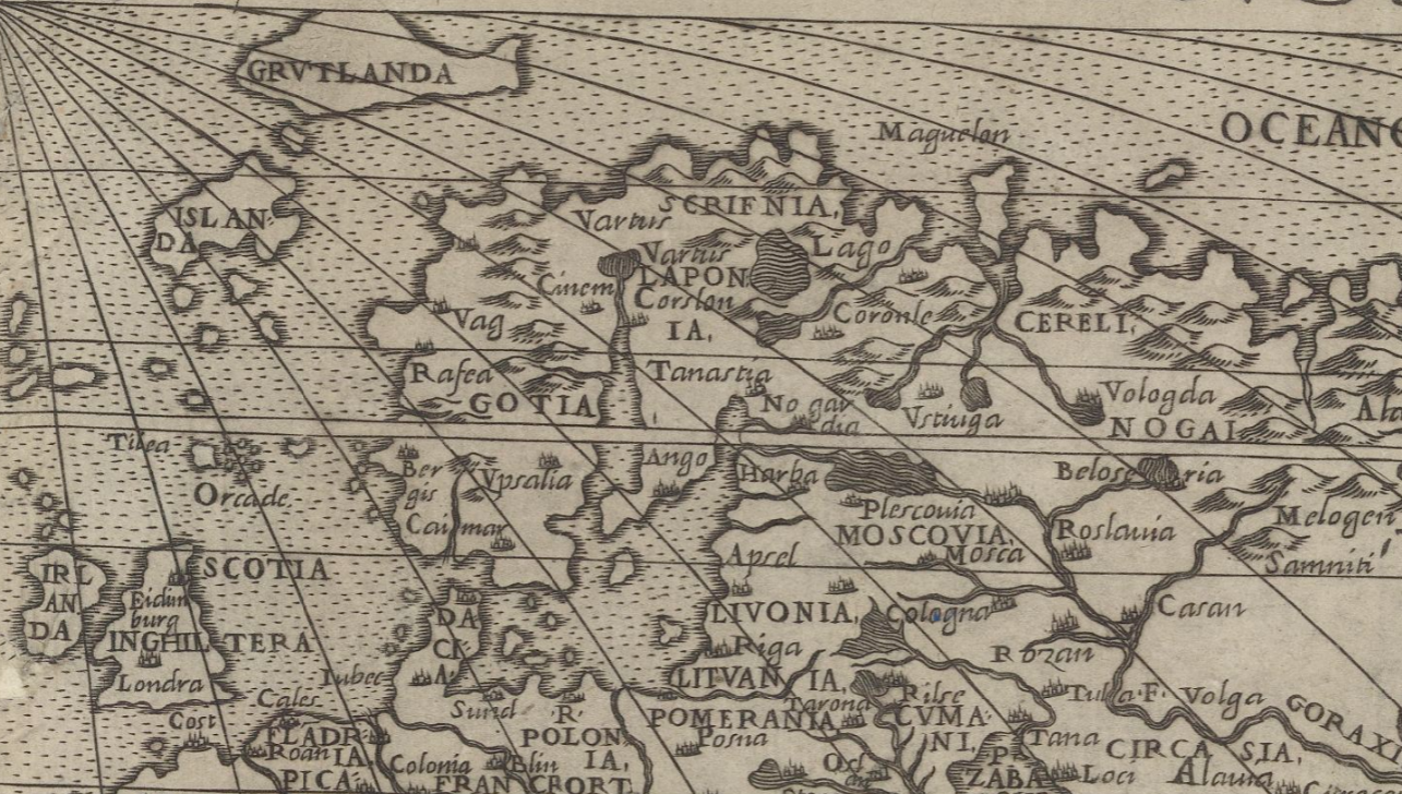 Fragmento de un Mapamundi (medios del siglo XVI). El mares del norte. Fuente Bibliothèque Nationale de France