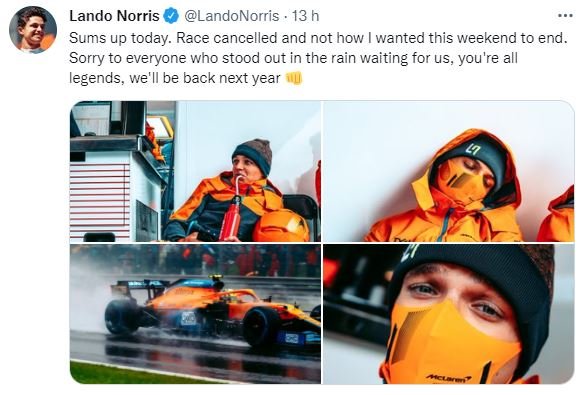 Lando Norris durmiendo Belgica Formula 1 TUIT