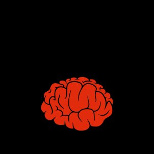 Cerebro rojo sobre negro