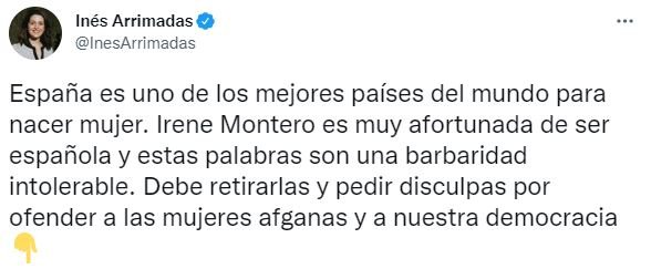 TUIT ines arrimadas ciudadanos irene montero