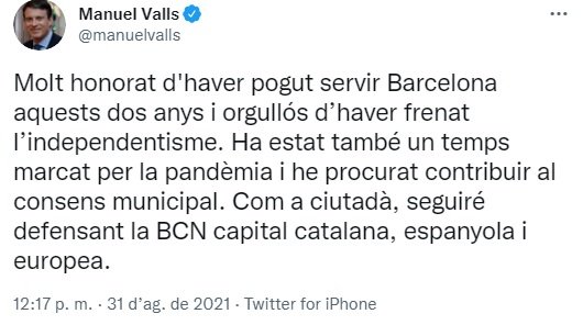 tuit manuel valls renuncia