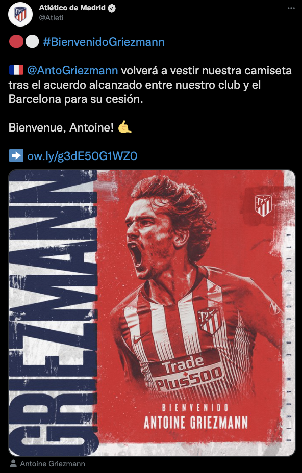 Griezmann Atletico Madrid TUIT