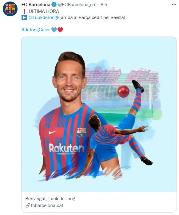 Luuk De Jong Barca oficial cat TUIT