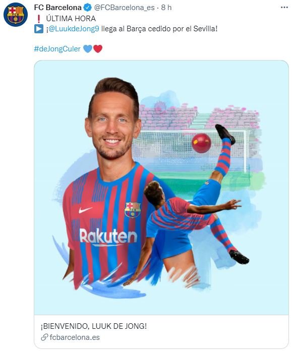 Luuk De Jong Barca oficial es TUIT