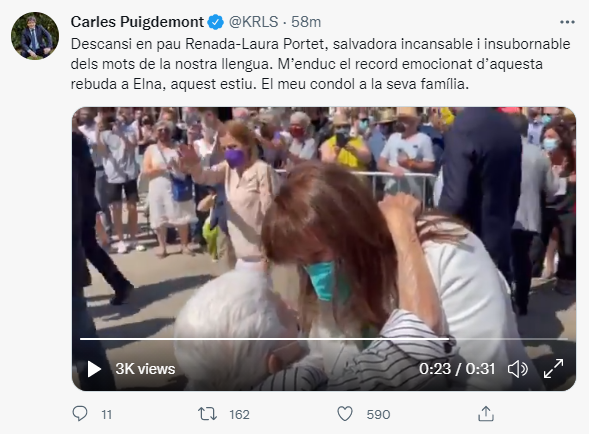 TUIT puigdemont mort renada laura portet