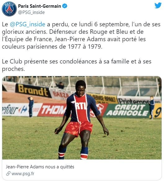 Jean Pierre Adams PSG TUIT