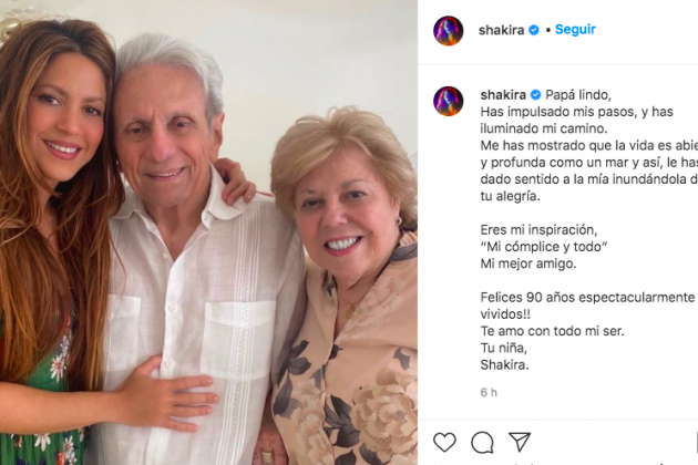 shakira felicitacion padre instagram