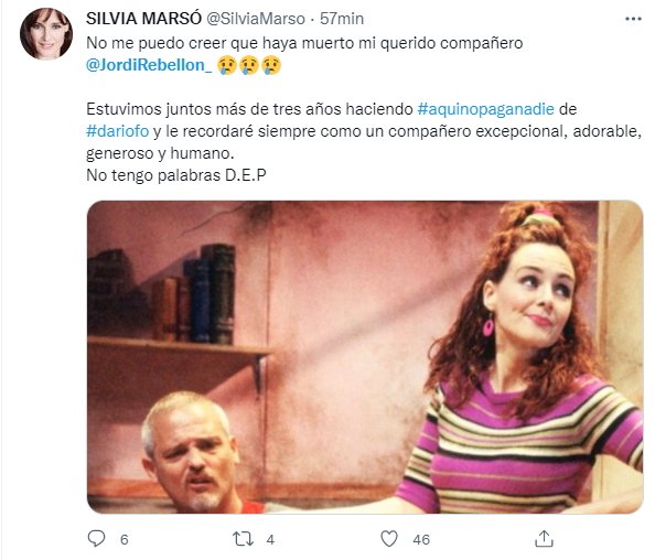 tuit  Silvia Marsó muerte Jordi Rebellón