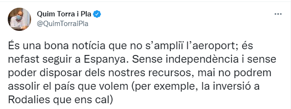 Tuit Quim Torra aeropuerto