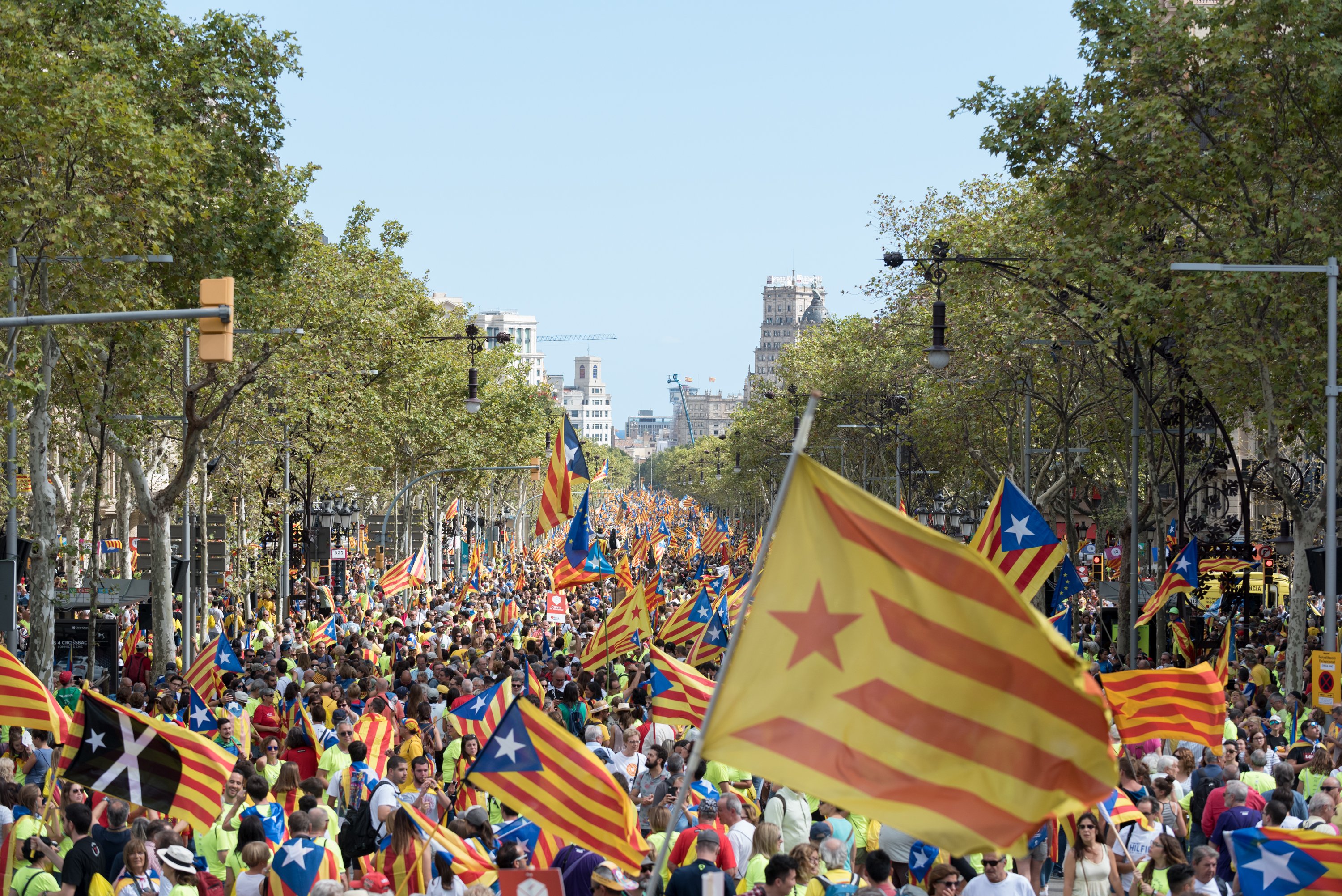 Pancarta gegant de l'ANC per la manifestació de la Diada 2022: "Ganes de veure'ns"