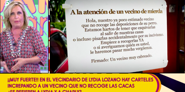 lydia lozano cartel vecino mierda