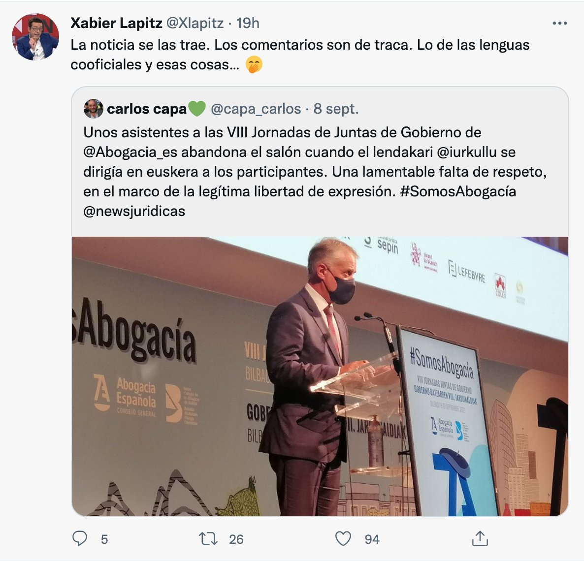 tuit Xabier Lapitz ataques a euskera