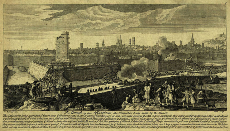 Gravat del Setge de Barcelona (1714), obra de Jacques Rigaud. Font Institut Cartografic de Catalunya (2)
