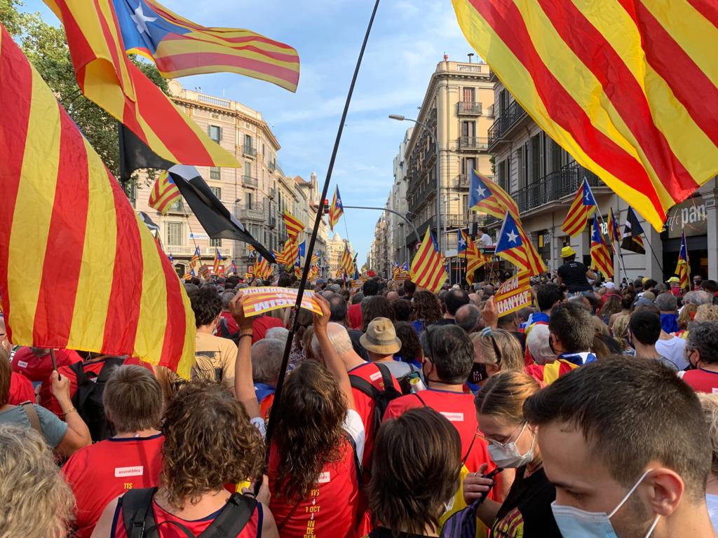 En Fèlix Gómez Agustí ens mostra la manifestació de Barcelona des de plaça Urquinaona amb Via Laietana