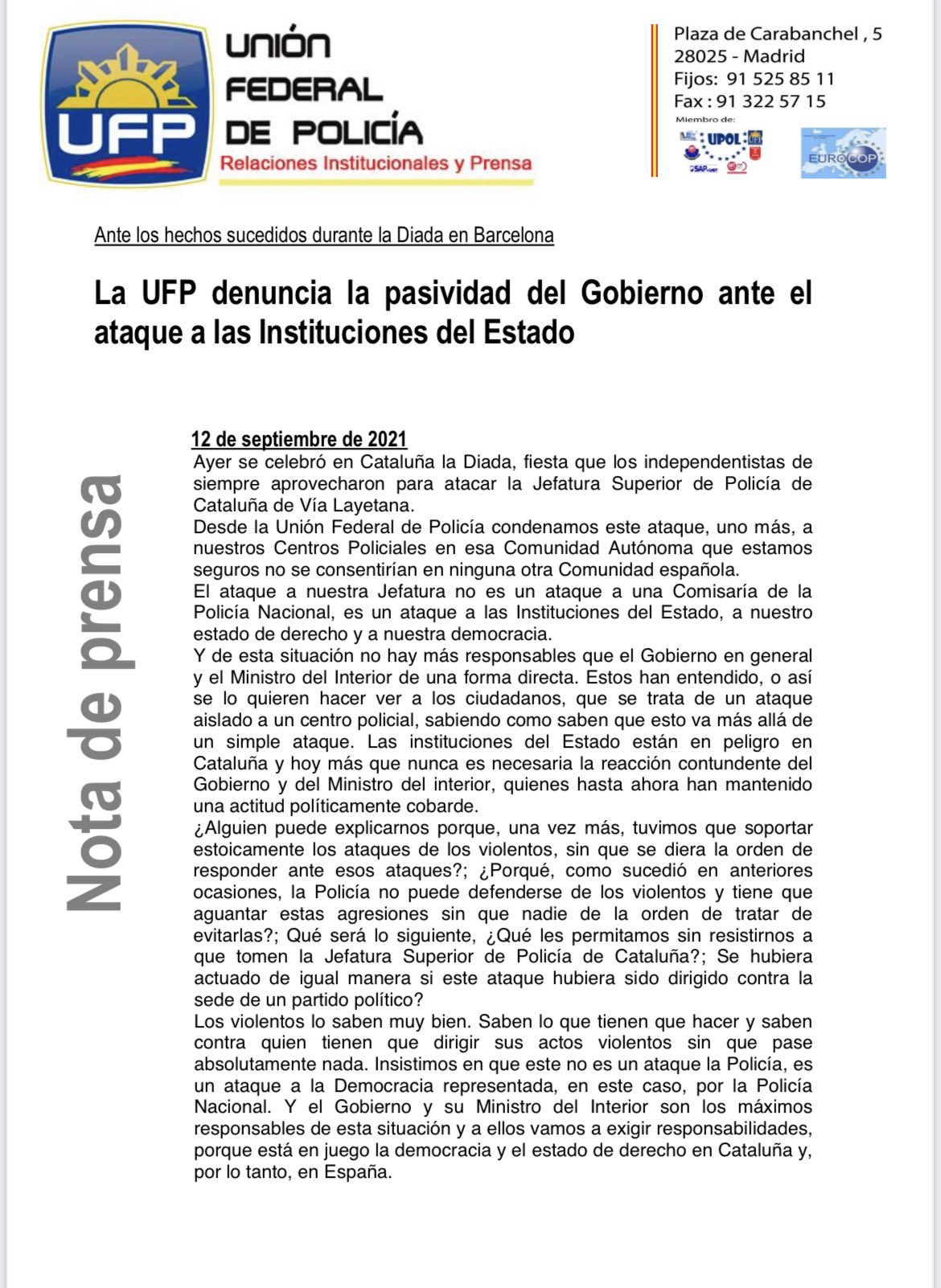 comunicado UFP