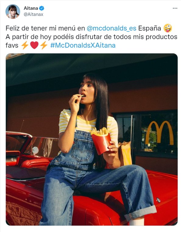 Aitana anuncio McDonalds @aitanax