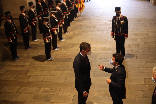 Pedro Sánchez Pere Aragonès reunión Palau Sergi Alcàzar Pedro Sánchez Pere Aragonès reunión Palau Sergi Alcàzar