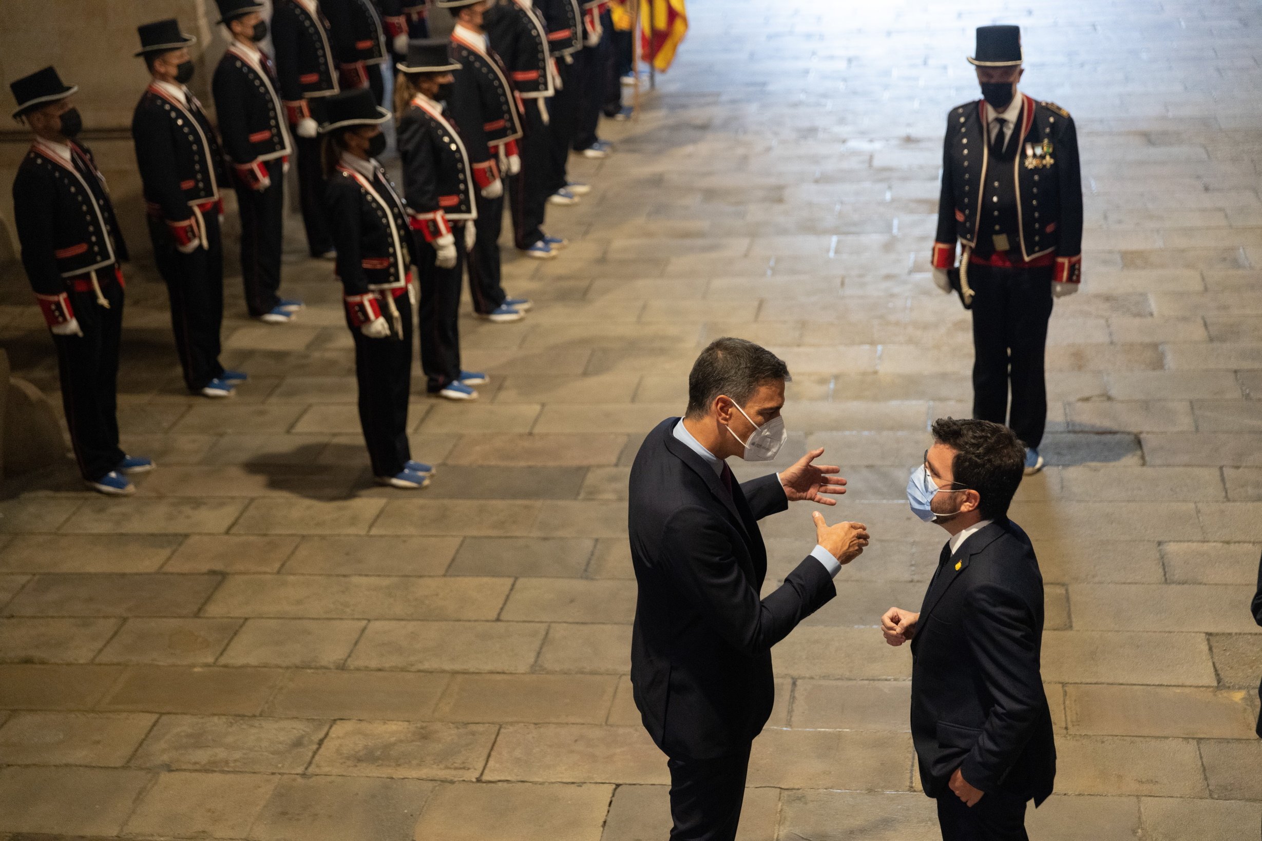 Pere Aragonès Pedro Sánchez Reunión Mesa de Diálogo / Sergi Alcàzar Pere Aragonès Pedro Sánchez Reunión Mesa de Diálogo / Sergi Alcàzar