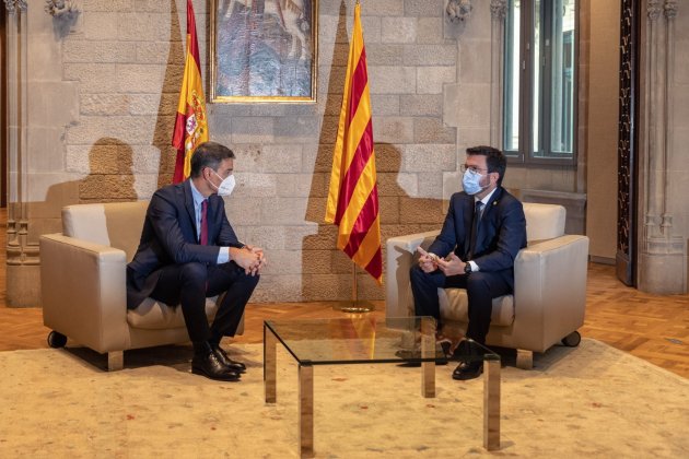Pedro Sánchez Pere Aragonès Reunión Previa Mesa de diálogo / Sergi Alcàzar