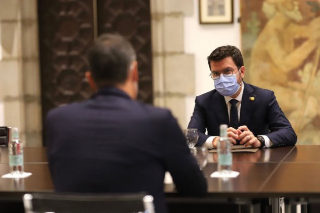 Mesa de diálogo, Los presidentes, Pedro Sánchez y Pere Aragonès, palau de la generalitat - ACN