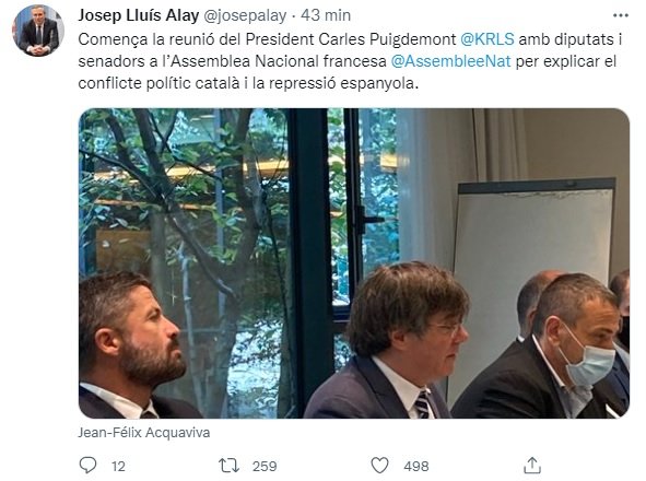 TUIT Alay Puigdemont diputados franceses