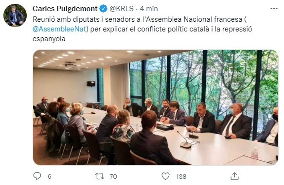TUIT puigdemont reunion senadores franceses