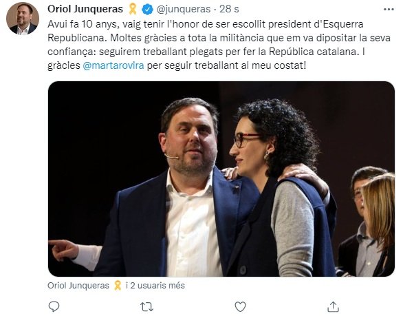 TUIT Junqueras 10 anys ERC