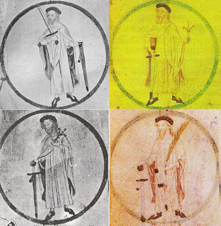 Els comtes Guifré II i Sunyer I (fills de Guifré) i Miró I i Borrell II (nets de Guifré). Font Rotllo de Poblet